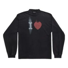 Μπλούζα με μακριά μανίκια I Love, Medium Fit “Black” 744449TOVH39034