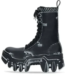 Μπότες με κορδόνια Bulldozer «Black Outline Calfskin» 672502WBEF21090