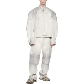 Μπουφάν μοτοσικλετιστή Oversized «Λευκό» 744983TOS149012