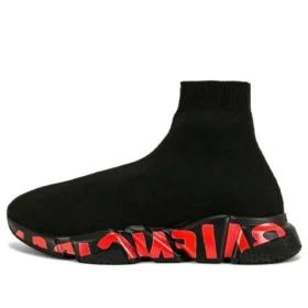 Πάνινα Sneakers Speed 2.0 «Μαύρο πλεκτό με κόκκινο γκράφιτι και μαύρη σόλα» 645334W2DBY1016