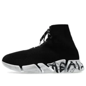 Πάνινα Sneakers Speed 2.0 με κορδόνια «Μαύρο ανακυκλωμένο πλεκτό και λευκή σόλα» 617258W2DD41091