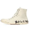 Paris High Top Sneakers “Λευκό φθαρμένο βαμβάκι και λευκό καουτσούκ με γκράφιτι” 688752W3RR49010
