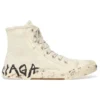 Paris High Top Sneakers “Λευκό φθαρμένο βαμβάκι και λευκό καουτσούκ με γκράφιτι” 688752W3RR49010
