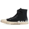 Paris High Top Sneakers “Μαύρο φθαρμένο βαμβάκι και λευκό καουτσούκ με γκράφιτι” 688752W3RR41099