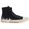 Paris High Top Sneakers “Μαύρο φθαρμένο βαμβάκι και λευκό καουτσούκ με γκράφιτι” 688752W3RR41099