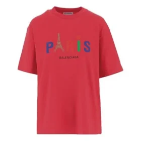 Paris Love Κανονικό T-Shirt με εκτύπωση, κοντό μανίκι, κόκκινο 594599TGV435640