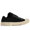 Paris Low Top Sneakers “Μαύρο φθαρμένο βαμβάκι και λευκό καουτσούκ” 688757W3RC21090