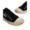 Paris Low Top Sneakers “Μαύρο φθαρμένο βαμβάκι και λευκό καουτσούκ” 688757W3RC21090