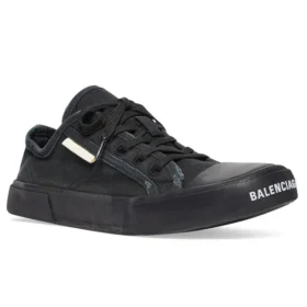 Paris Low Top Sneakers “Μαύρο φθαρμένο βαμβάκι και μαύρο καουτσούκ” 688754W3RP21010
