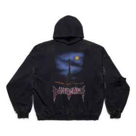 Paris Moon Φούτερ με κουκούλα χωρίς τσέπες Oversized “Black Faded” 744462TOVE31055