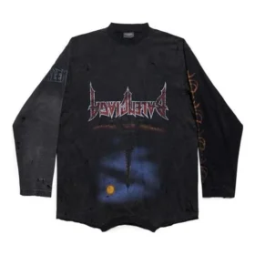 Paris Moon Upside Down Μακρυμάνικο T-Shirt Oversized «Black Faded» 698155TOVT31055