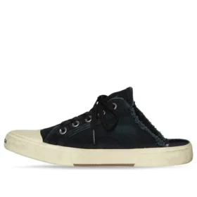Paris Mules «Black Destroyed Cotton and White Rubber» 693952W3RC31090
