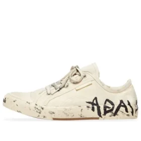 Paris Sneakers χαμηλού προφίλ «Λευκό φθαρμένο βαμβάκι και λευκό καουτσούκ με γκράφιτι» 688757W3RR59010