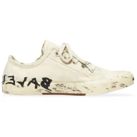 Paris Sneakers χαμηλού προφίλ «Λευκό φθαρμένο βαμβάκι και λευκό καουτσούκ με γκράφιτι» 688757W3RR59010