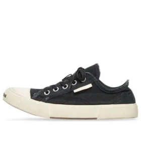 Paris Sneakers χαμηλού προφίλ “Μαύρο φθαρμένο βαμβάκι και λευκό καουτσούκ” 688754W3RC21090