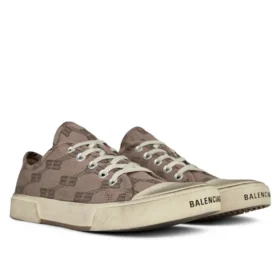 Παριζιάνικα Sneakers χαμηλού προφίλ “Μπεζ βαμβάκι με BB Monogram και λευκό καουτσούκ” 688757W3RQ22298