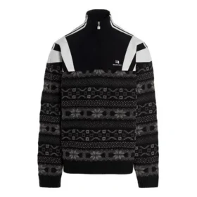 Πλεκτό πουλόβερ Sporty B Half Zip Track Mix Jacquard “Μαύρο-Γκρι” 675289T16171240