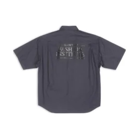 Πουκάμισο Fashion Institute με κοντά μανίκια, φαρδιά γραμμή “Dark Grey” 703846TYB181270