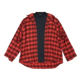 Πουκάμισο και T-shirt με καρό μοτίβο «Trompe L’oeil» «Red Navy» 699371TNM256167