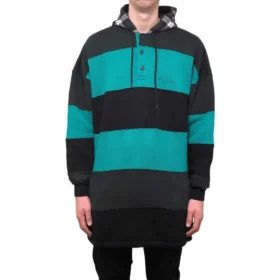 Ριγέ φούτερ με κουκούλα oversized “Green Black” 556137TDV325567