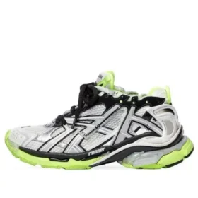 Runner Sneakers “Λευκό, Μαύρο και Νεον Κίτρινο, Πλέγμα και Νάιλον” 677403W3RBP1093