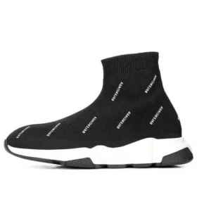 Sneakers Speed 1.0 “Λευκό λογότυπο, μονόγραμμα, μαύρο πλεκτό” 597425W2DBF1015