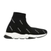 Sneakers Speed 1.0 “Λευκό λογότυπο, μονόγραμμα, μαύρο πλεκτό” 597425W2DBF1015
