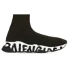 Speed Graffiti Sneakers “Μαύρο πλεκτό, μαύρη σόλα με γκράφιτι” 605942W2DB71015