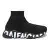 Speed Graffiti Sneakers “Μαύρο πλεκτό με λευκή σόλα γκράφιτι” 605942W2DB71006