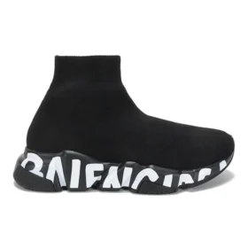 Speed Graffiti Sneakers “Μαύρο πλεκτό με λευκή σόλα γκράφιτι” 605942W2DB71006