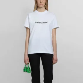 SS21 Casual μπλούζα με τυπωμένο λογότυπο αλφαβήτου, μεγάλο μέγεθος, κοντό μανίκι, λευκό 612965TIV549040