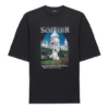 SS21 Ρετρό απλή ύφανση, φαρδύ, κοντομάνικο, Unisex, μαύρο T-shirt 641614TJVH61000
