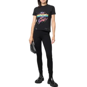 T-shirt από τζέρσεϊ με γραφικά και φθαρμένη εμφάνιση, στενή εφαρμογή “Washed Black” 612964TMVH31055