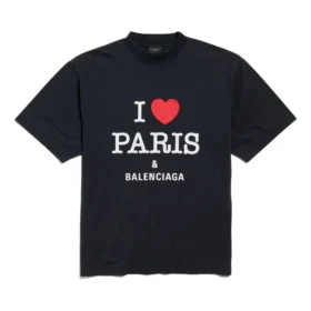 T-shirt I Love Paris & Balenciaga, μεσαία εφαρμογή, «Black Faded» 764235TRVU91041