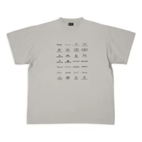 T-shirt με λογότυπα από το αρχείο, Oversized «Ανοιχτό γκρι» 712398TNVQ71342
