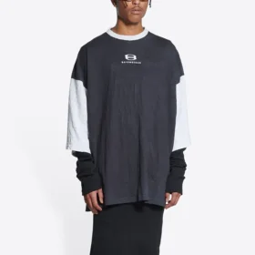 T-shirt με λογότυπο και μανίκια 3/4 «Washed Black Heather Grey» 699190TMVC81208