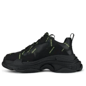 Triple S Sneakers “Allover Logo – Μαύρο Φθορίζον Κίτρινο” 536737W2FA11070