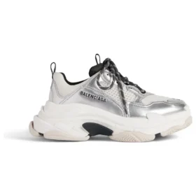 Triple S Sneakers «Μαύρο, Λευκό και Ασημί, Διπλό Αφρό και Πλέγμα» 536737W2FWM8191