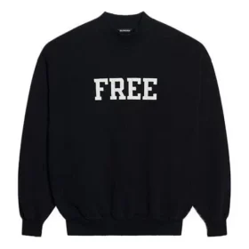 Unisex FW21 Φούτερ με στρογγυλό λαιμό και δωρεάν τύπωμα, Μαύρο 652981TKVD41070