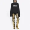 Unisex FW21 Φούτερ με στρογγυλό λαιμό και δωρεάν τύπωμα, Μαύρο 652981TKVD41070