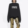 Unisex FW21 Φούτερ με στρογγυλό λαιμό και δωρεάν τύπωμα, Μαύρο 652981TKVD41070