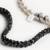 Βραχιόλια/κολιέ Malibu με πέρλες σε μαύρο/λευκό/γυαλιστερό ασημί