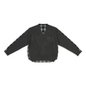 Υβριδικό πουκάμισο με V-Neck «Anthracite Black White» 704271T41301163